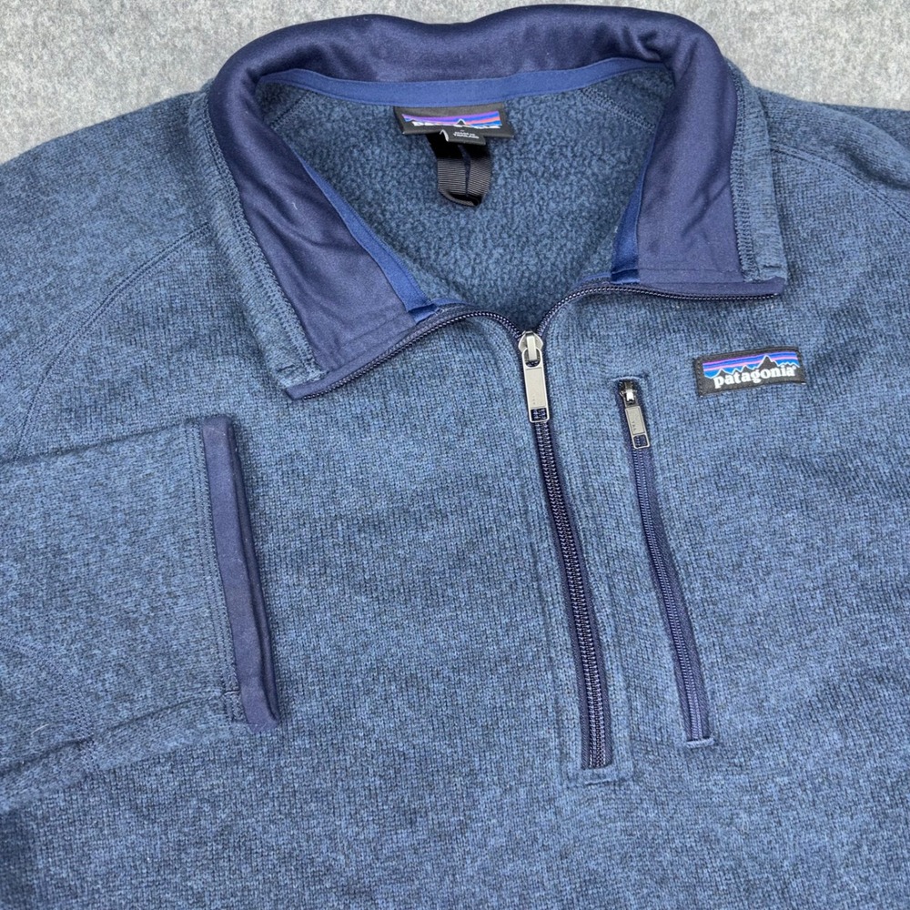 Patagonia Better Sweater Quarter Zip Pullover Mens Large Blue Fleece Jacket Logo